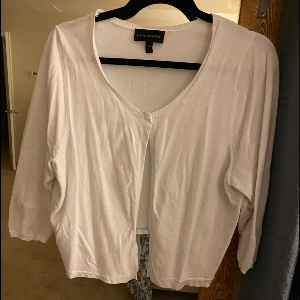 White shrug sweater - super cute.